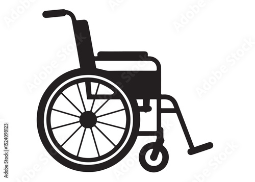 wheelchair logo silhouette vector, detailed wheelchairs logo icon silhouette, simple black wheelchair silhouette vector illustration, wheelchair silhouette vector logo on white  background