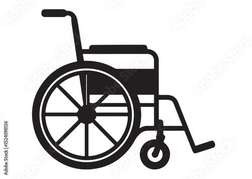 wheelchair logo silhouette vector, detailed wheelchairs logo icon silhouette, simple black wheelchair silhouette vector illustration, wheelchair silhouette vector logo on white  background