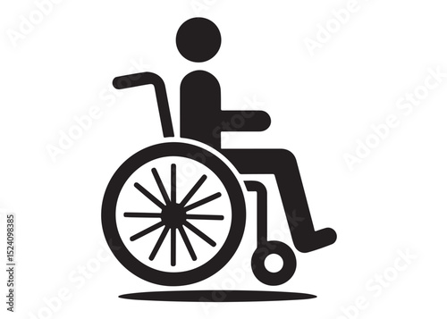 wheelchair logo silhouette vector, detailed wheelchairs logo icon silhouette, simple black wheelchair silhouette vector illustration, wheelchair silhouette vector logo on white  background