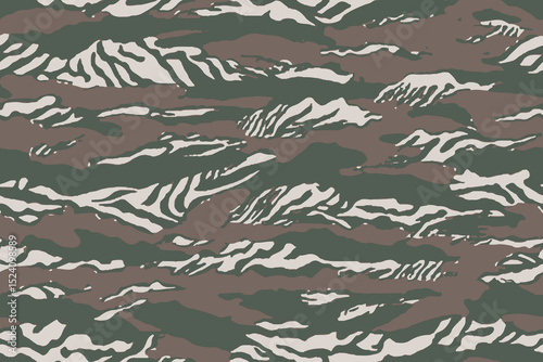 Camouflage seamless pattern. Forest real tree camouflage design. Hunting camouflage. Tiger stripe pattern. Tiger stripe camouflage pattern