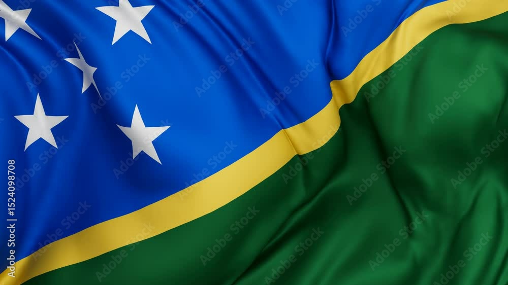 Solomon Islands flag swaying in the wind, endless cycled loop video background