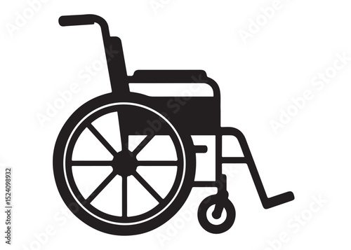 wheelchair logo silhouette vector, detailed wheelchairs logo icon silhouette, simple black wheelchair silhouette vector illustration, wheelchair silhouette vector logo on white  background