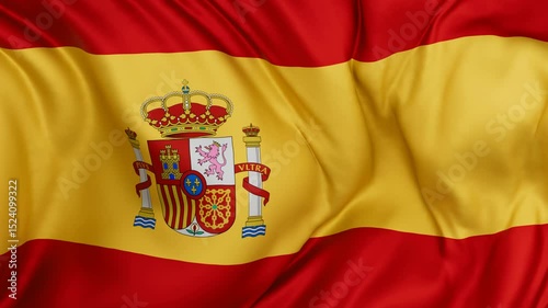 Spain flag swaying in the wind, endless cycled loop video background