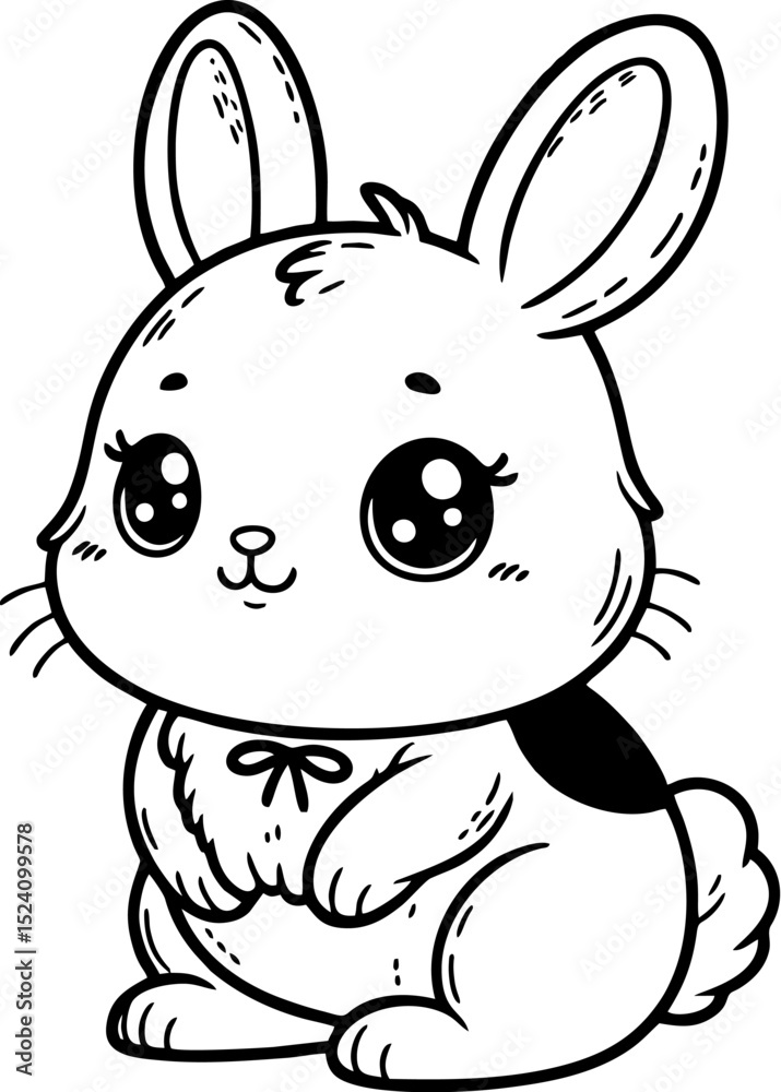 Obraz premium Cute Baby Bunny Line Art Illustration coloring pages