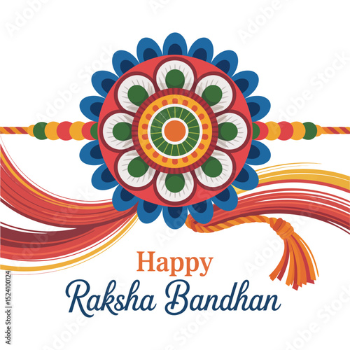 Flat Vector Rakhi Design for Raksha Bandhan.