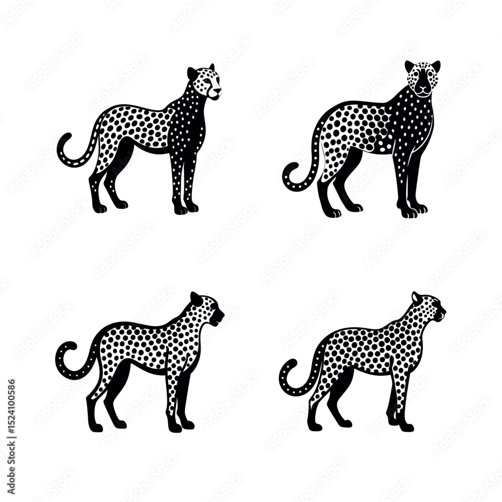 Obraz premium set of cheetah vector illustration