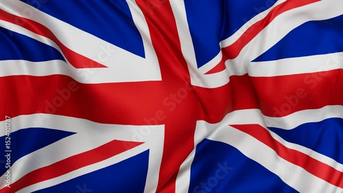 United Kingdom or UK flag swaying in the wind, endless cycled loop video background