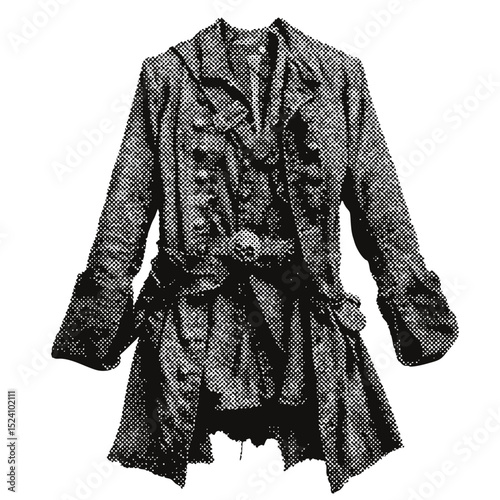 Pirate jacket costume halftone grunge vector design element