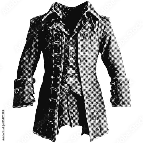 Pirate jacket costume halftone grunge vector design element