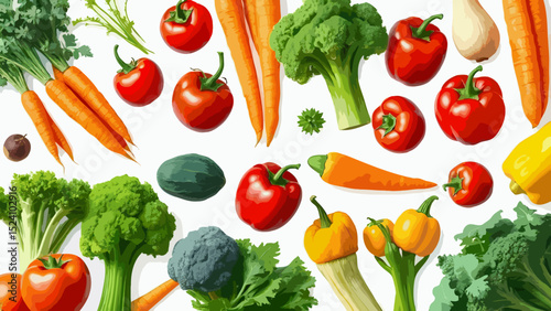 set of vegetables on white background