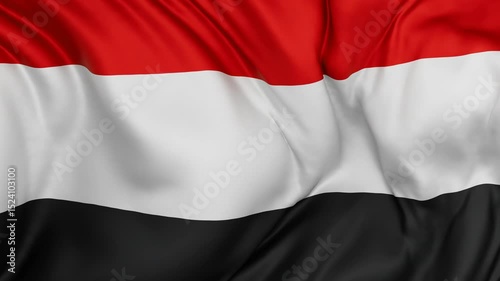 Yemen flag swaying in the wind, endless cycled loop video background