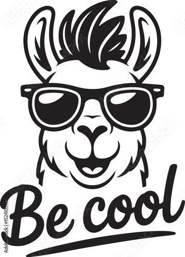Cool Llama with Sunglasses Be Cool Illustration