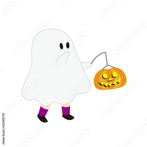 お化けの仮装をしたハロウィンのイラスト
