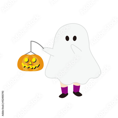 お化けの仮装をしたハロウィンのイラスト