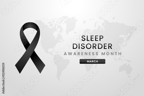 Sleeping disorder Awareness Month background design with Black silk ribbon.