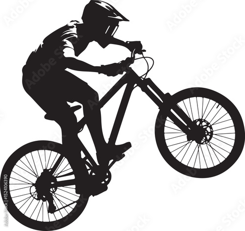 Dynamic Mountain Biker Silhouette Action Sports Illustration