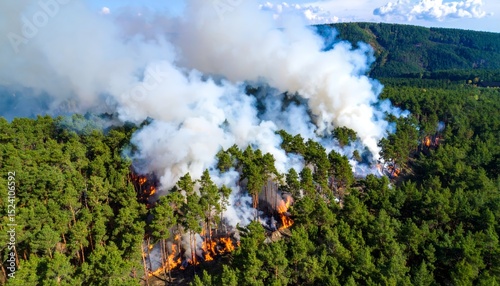 Wildfires release carbon dioxide (CO2) emissions and other greenhouse gases (GHG) photo