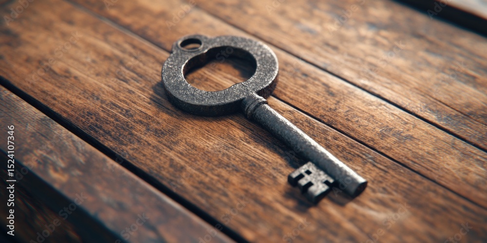 Antique Key with Rust and Wood Grain Antique Key with Rust and Wood Grain