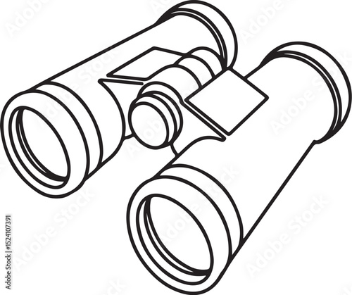 Line Art Illustration of Binoculars A Detailed Drawing of Optical Viewing Device