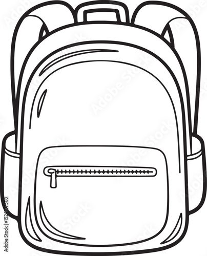 Classic Backpack Illustration Simple Line Drawing of a Backpack