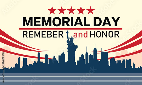 Memorial Day - Remember and honor with USA flag, Vector illustration. Memorial Day concept vector illustration.
