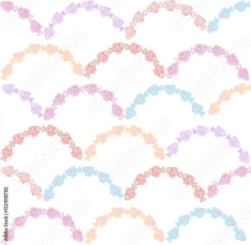 Colorful Pastel Fish Scale Pattern (No Background)