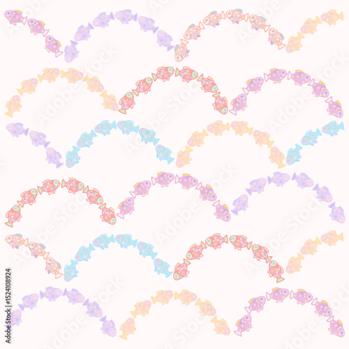 Pastel Fish Scale Design with Milky White Background