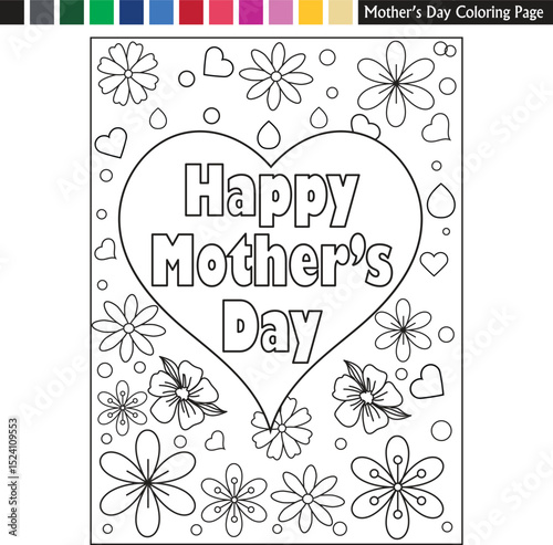 Art & Illustration Mother's day coloring page drawing for kids and adults mother's day illustration