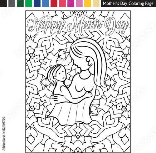 Art & Illustration Mother's day coloring page drawing for kids and adults mother's day illustration
