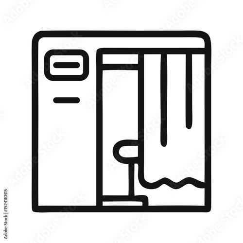 Simple drawing of a photo booth perfect for invitations, websites, and social media posts with a vintage or retro theme.