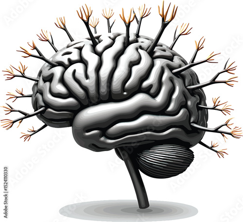 Abstract brain with branch like extensions