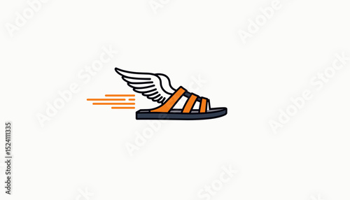 Winged sandal with speed lines forming Hermes' symbol, looped laces reflecting infinity
