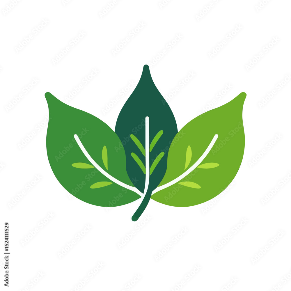 Naklejka premium Green-leaves-icon-nature-organic-eco-symbol-illustration