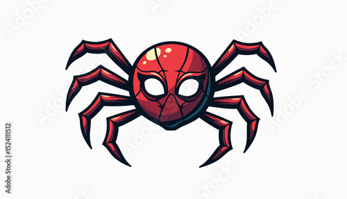Stylized red spider resembling a superhero mask, symbolizing power and agility