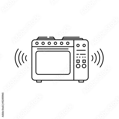 Kitchen stove appliance producing sound waves illustrating Smart Home Energy Efficiency  