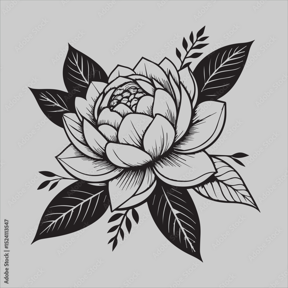 Fototapeta premium Monochrome Peony Elegance