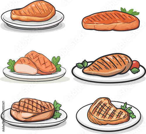  Cartoon chicken steak illustration material
