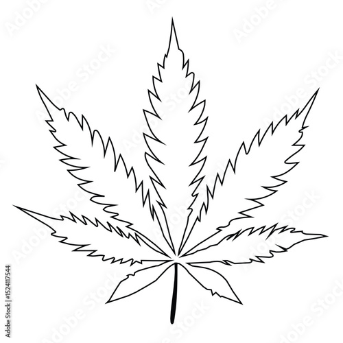 Flat Design Weed Plant Leaf Sketch