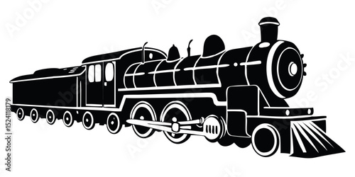 A vintage black steam locomotive model on a railway track, perfect for transport and travel themes