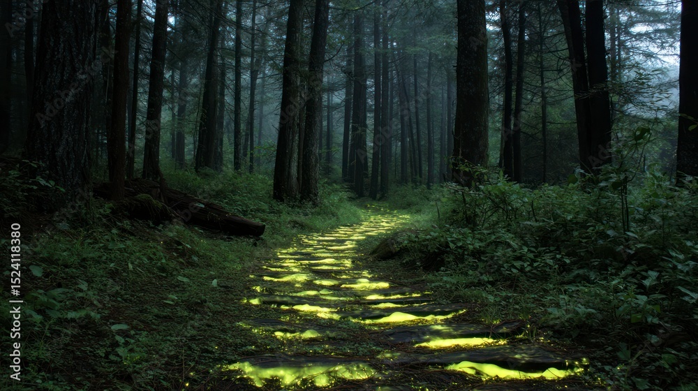 Obraz premium Illuminated forest path
