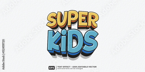 Super Kids 3D Cartoon Editable Text Effect | Premium Font Template