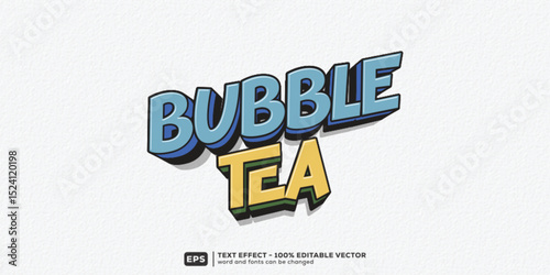 Bubble Tea 3D Cartoon Editable Text Effect | Premium Font Template