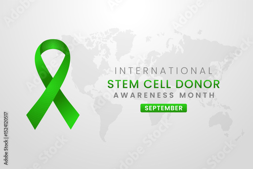 AT149_Stem_call_donors_040604Stem cell donor Awareness Month background design with Green silk ribbon.