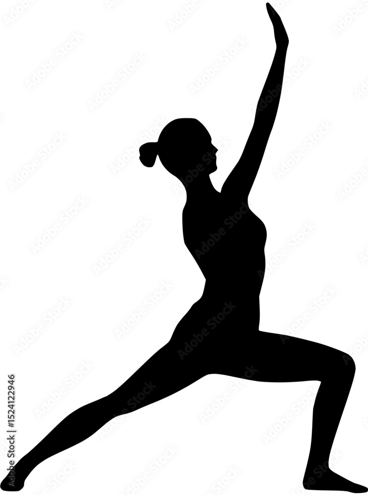 Fototapeta premium Warrior I Yoga Pose Silhouette Illustration
