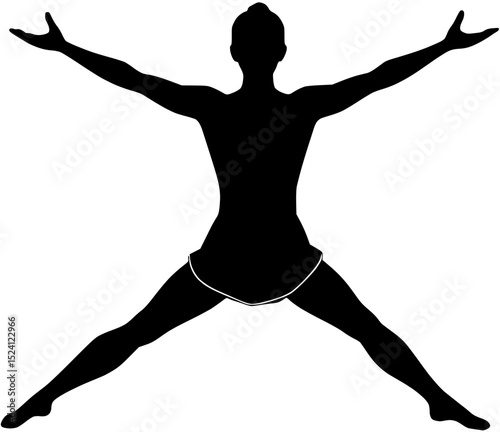 Silhouette of a Figure Skater Performing a Star Split