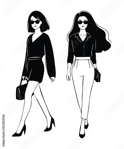Stylish Women Walking.