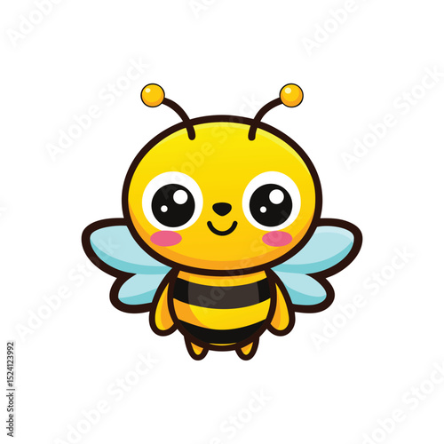 vector icon of Cute baby bee cartoon on white background in Adobe Illustrator Artwork