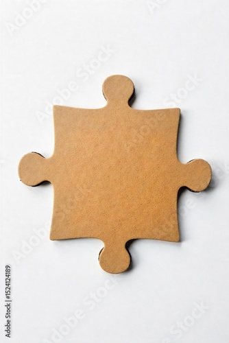 A single jigsaw puzzle piece, isolated on a white background Perfect for concepts of completion, unity, or the bigger picture Shows fine detail and texture of the cardboard , isolated, relationship