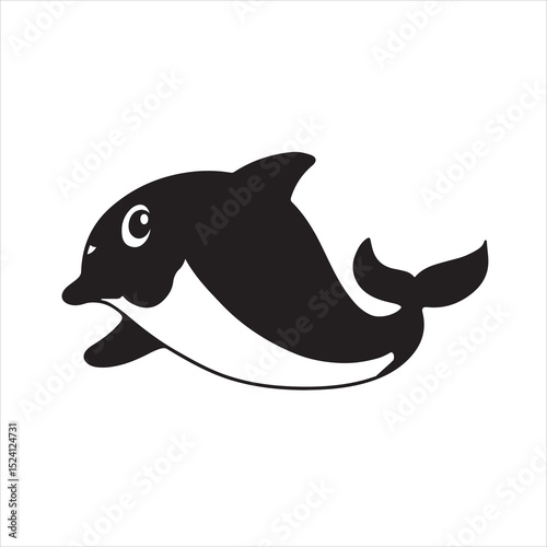 dolphin silhouette on white background 