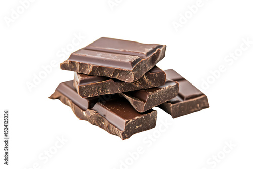 Dark Chocolate Pieces: A tempting pile of rich dark chocolate pieces, broken into irregular shapes, showcasing the deep brown color and smooth texture of the chocolate.
